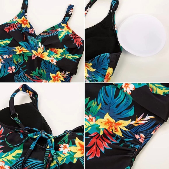 CURLBIUTY Tankini Swimsuit 2-Piece Modest Tummy Control Bathing Suit Swimwear SM - Picture 3 of 9